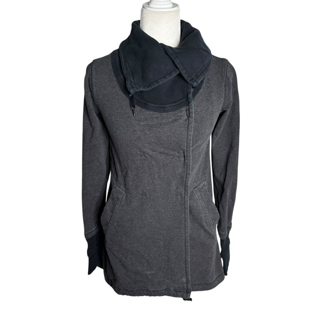 Lululemon Gratitude Wrap Jacket Small Grey Snap Closure Cotton Blend Long Sleeve